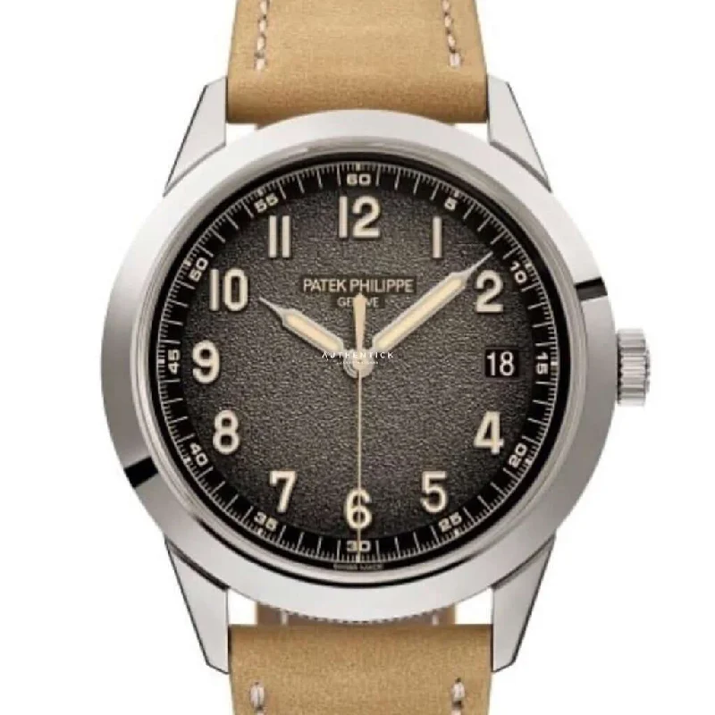 Men's Patek Philippe Annual Calendar Watches-Patek Philippe Calatrava White Gold Textured Charcoal Dial 5226G-001