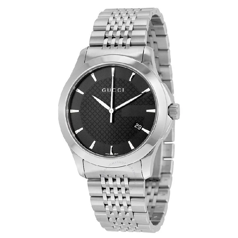 Men's Chronograph Watches for Customization-Gucci Men's YA126402 G-Timeless Medium Stainless Steel Watch