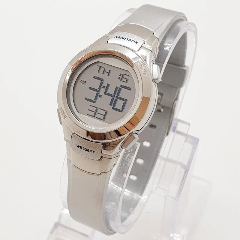 Women's Pilot Watches for Technological Innovation-Vintage Gray Digital Sports Watch by Armitron | Alarm Watch for Her