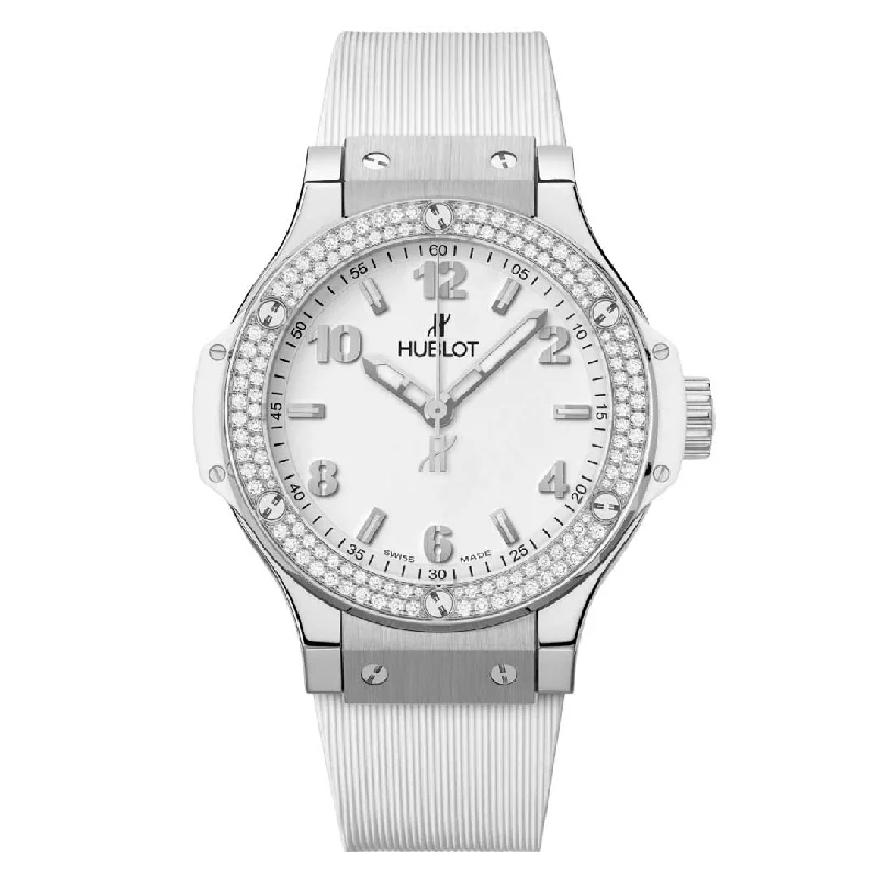Men's Quartz Watches with Tactical Design-HUBLOT, BIG BANG STEEL WHITE DIAMONDS