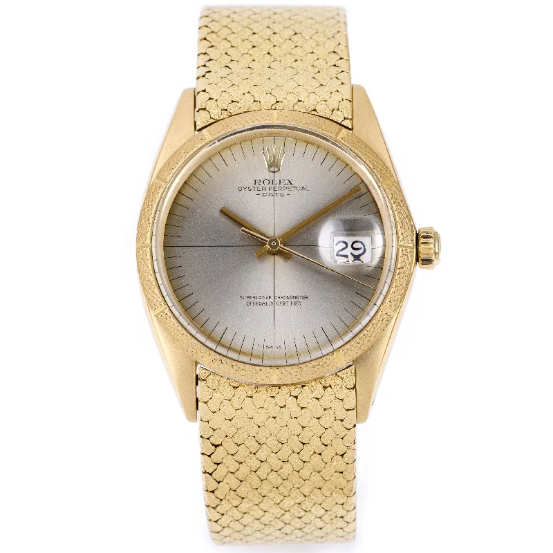 men's Rolex watches with guilloché dial -​Rolex Oyster Perpetual Date | REF. 1501 | Zephyr Dial | 18k Yellow Gold | 1966