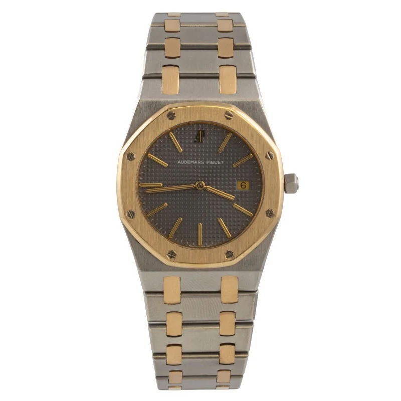 Women's Audemars Piguet International Brand Style Watches-Audemars Piguet Royal Oak 18k & STEEL Grey Tapisserie Dial 33mm Quartz 56175SA
