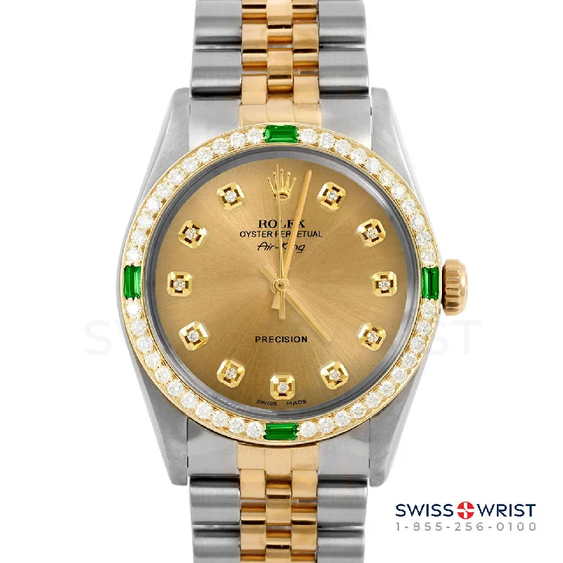 men's Rolex watches with exhibition case back -​Rolex Air King 34mm | 5500-TT-CHM-DIA-AM-4EMD-JBL