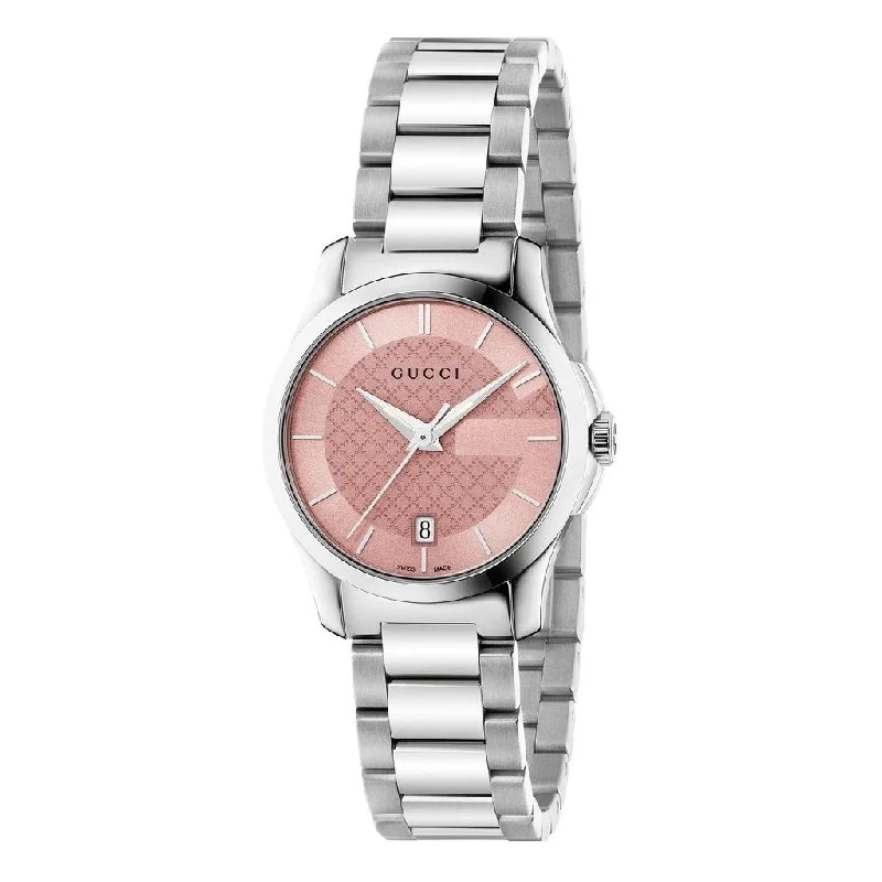 Women's Chronograph Watches for Birthday Gifts-Gucci Women's YA126524 G-Timeless Stainless Steel Watch