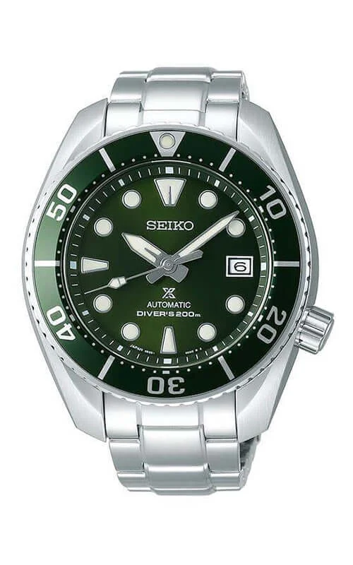 Men's Seiko Racing Watches-Seiko Prospex Divers GREEN  'Sumo" Mens Watch SPB103J1