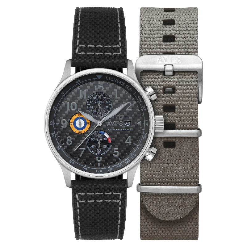 Men's Chronograph Watches with Heart Rate Monitoring-Carbon Fiber Black