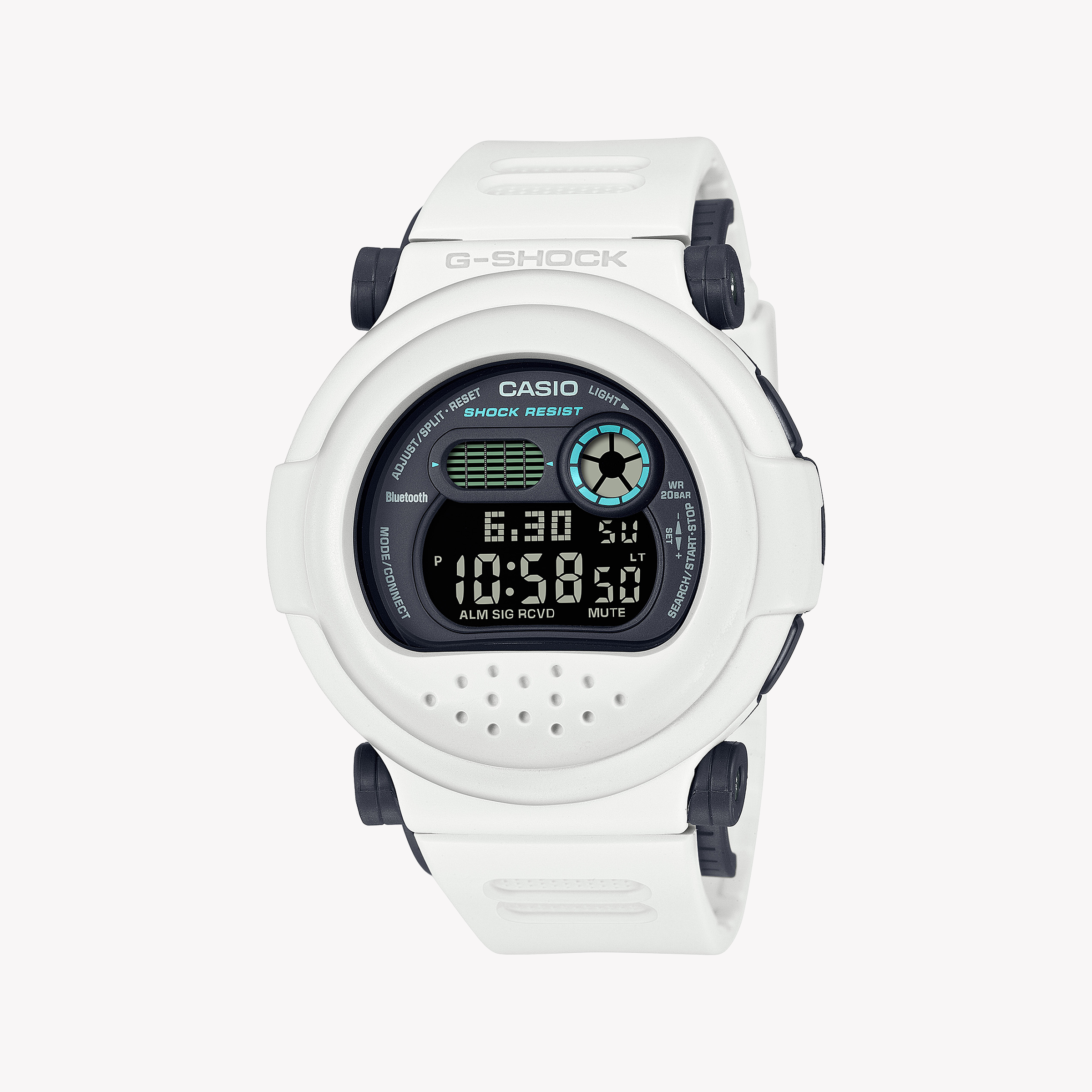 Men's Digital Watches for Emergency Signaling-CASIO G-SHOCK G-B001SF-7DR - SPORTY CONFIDENCE UNLEASHED Men's Watch with Rugged White Design & Bluetooth Connectivity