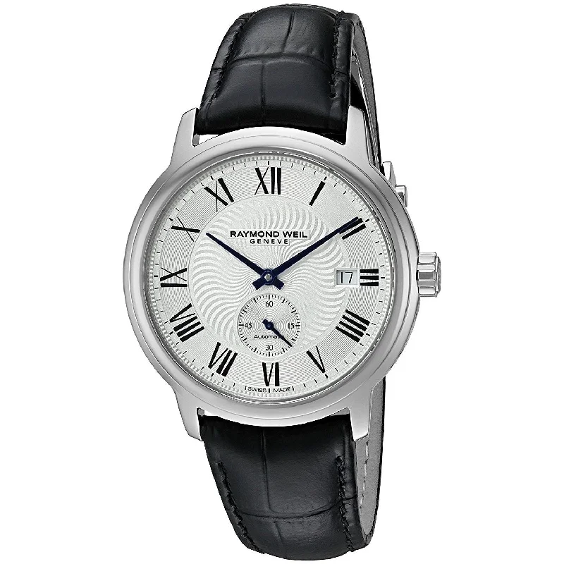 Men's Chronograph Watches for Modern Aviation-Raymond Weil Men's 2238-STC-00659 Maestro Automatic Black Leather Watch