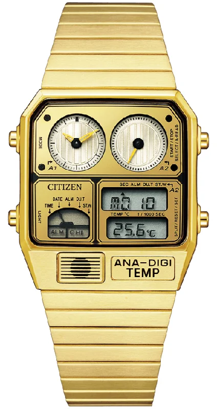 Women's Pilot Watches with Aviation Theme-Citizen Retro Analog-Digital X Star Wars Record Label Retro ANA-DIGI Temp JDM Limited Edition Droid "C3PO" JG2112-55P