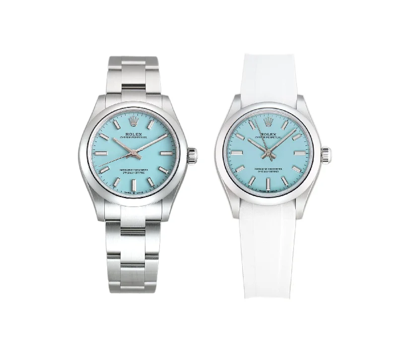 men's Rolex watches with tachymeter scale -​31mm No-Date Tiffany Blue Dial With RubberB