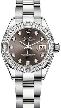 men's Rolex watches with meteorite dial -​Rolex - Lady Datejust 28mm - Stainless Steel and White Gold - Diamond Bezel