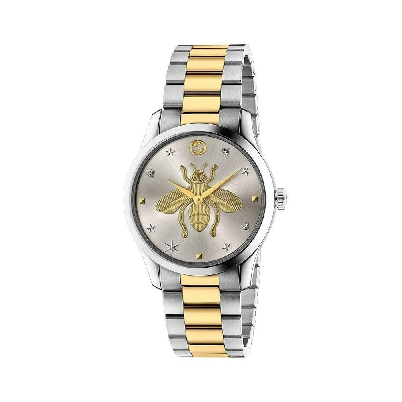 Women's Chronograph Watches with UV Sensor-Gucci Women's YA1264131 G-Timeless Two-Tone Stainless Steel Watch