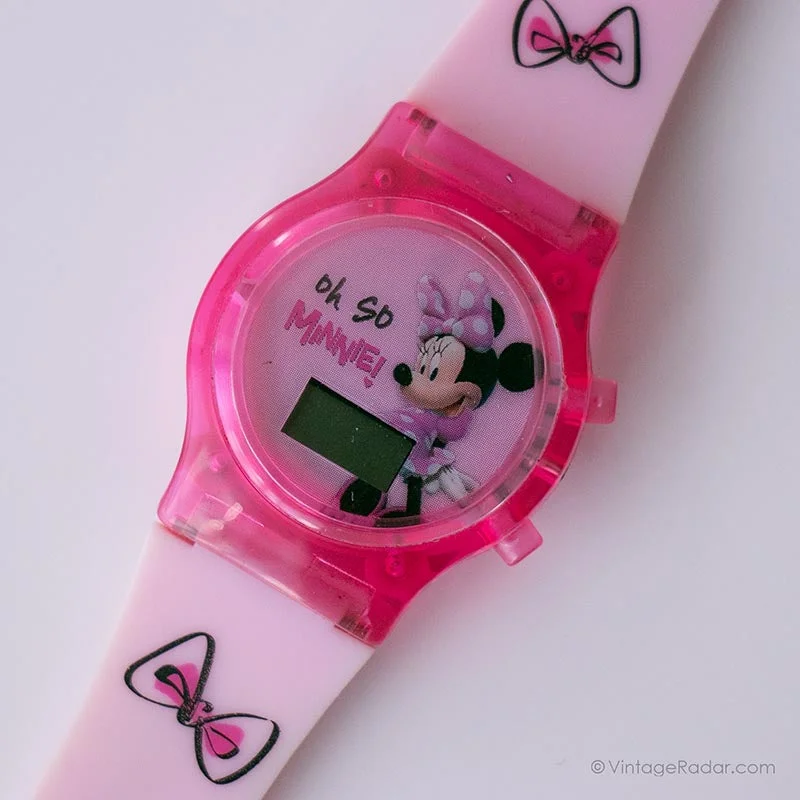 Women's Pilot Watches with Personalized Engraving-Vintage Minnie Watch by Disney | Collectible Digital Disney Watch