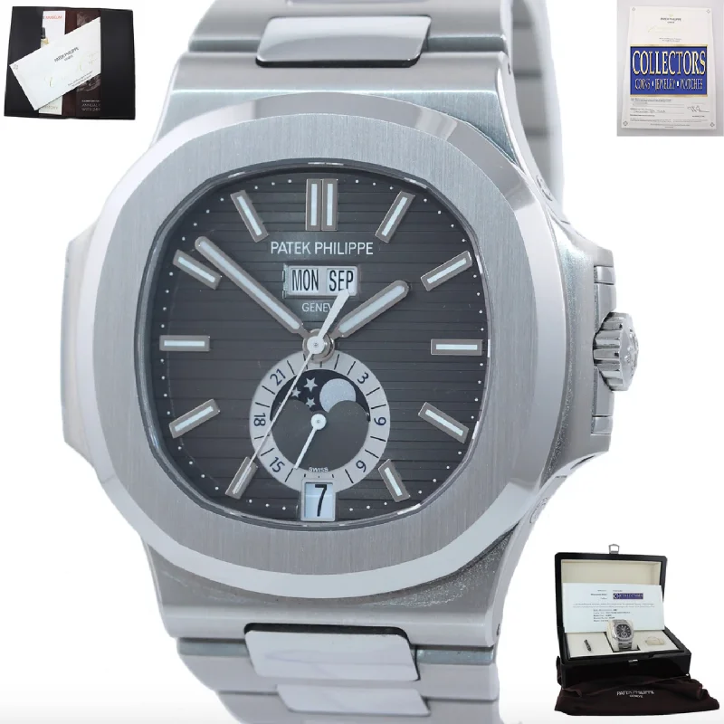 Patek Philippe Night Out Watches for Women-PAPERS NEW 2018 NAUTILUS Patek Philippe 5726 Grey Annual Calendar Steel Watch