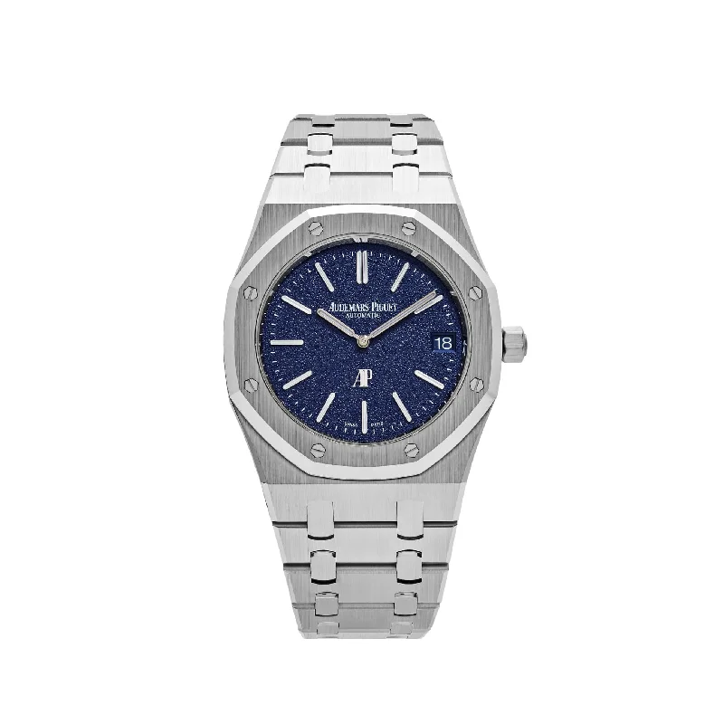 Men's Audemars Piguet Seasonal Watches-Audemars Piguet Royal Oak 16202BC.OO.1240BC.02 'Jumbo' Extra-Thin White Gold Grainy Blue Dial (2024)