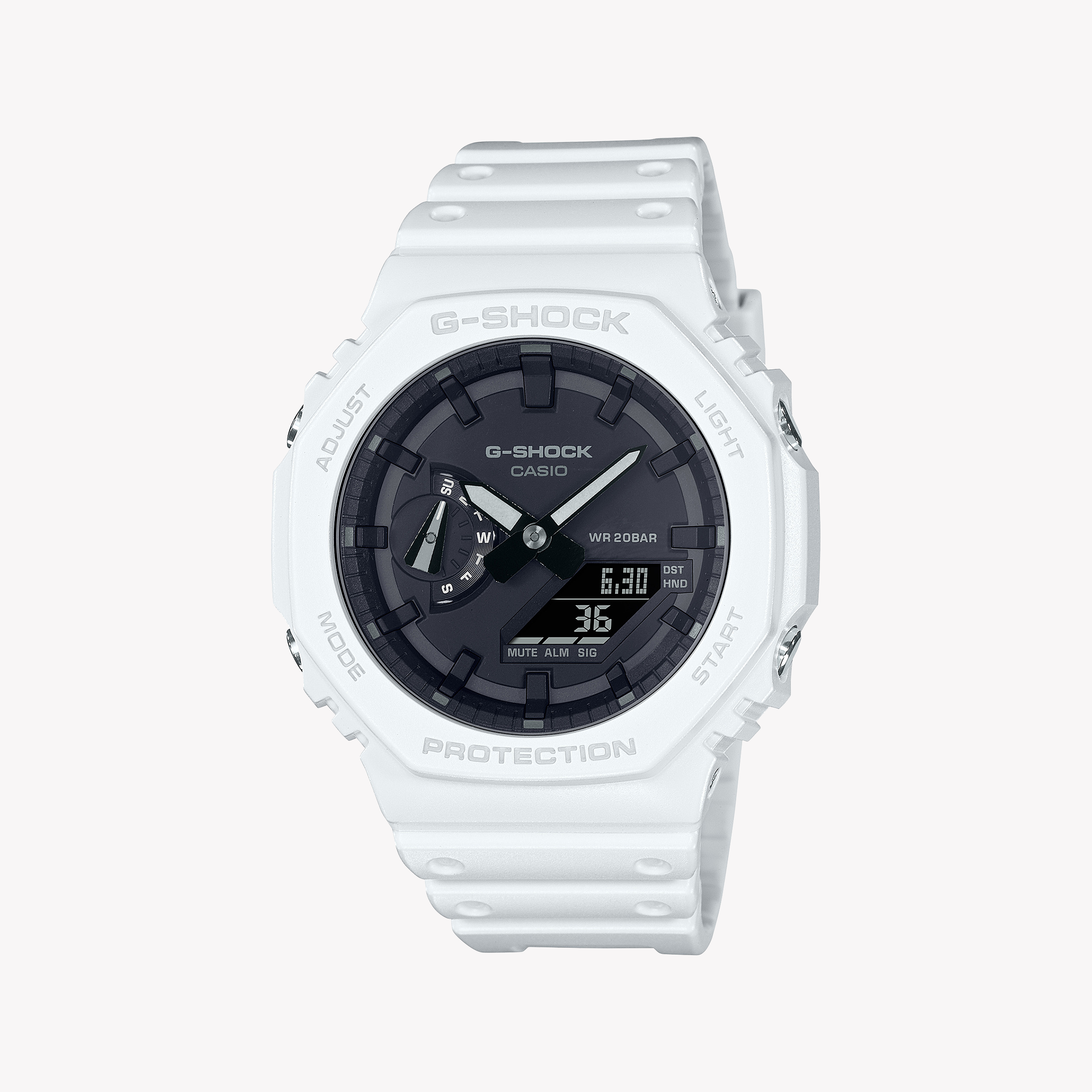 Men's Digital Watches for High-End Collectors-G-SHOCK Men's White Resin Watch, Digital Display | GA-2100-7ADR
