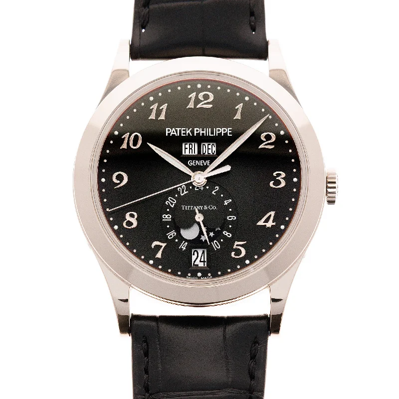 Men's Patek Philippe Watches with Pilot's Watch Design-Patek Philippe White Gold Annual Calendar Tiffany & Co Watch. Ref. 5396G-012
