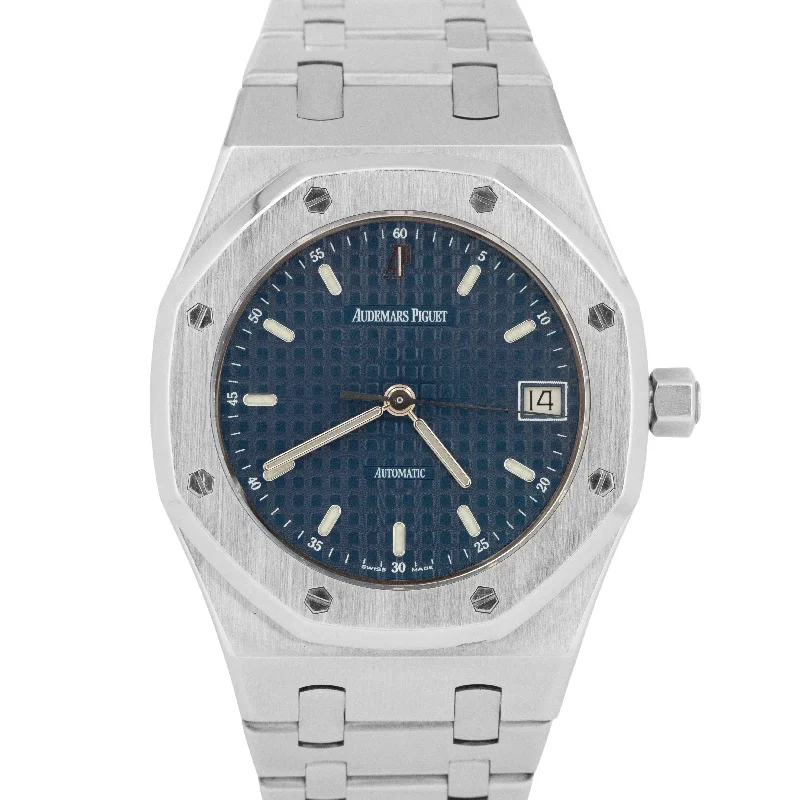 Women's Audemars Piguet Digital Style Watches-PAPERS Audemars Piguet Royal Oak Blue Steel 36mm Watch 14790ST.OO.0789ST.08 BOX