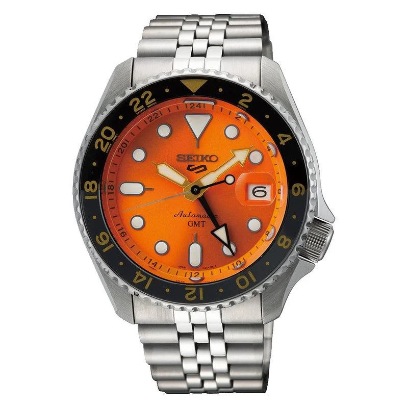 Men's Seiko Autumn Watches-Seiko 5 Sports Mikan Orange GMT SKX Re-Interpretation Watch - SSK005K1