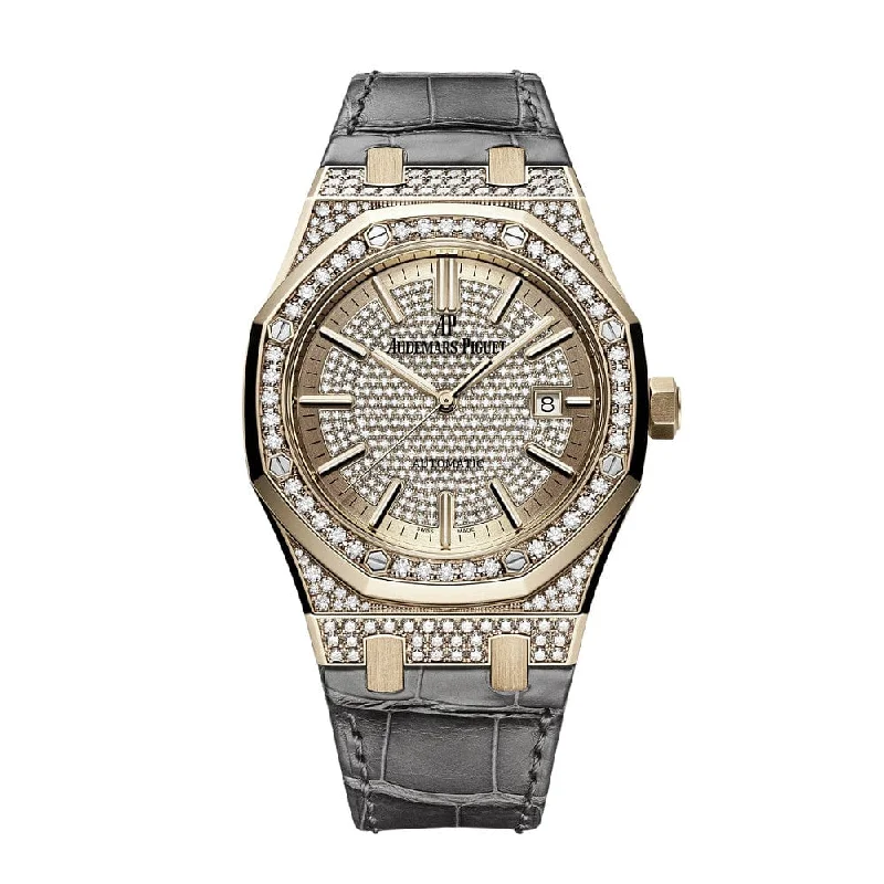 Men's Audemars Piguet International Brand Style Watches-Audemars Piguet Royal Oak 15402OR.ZZ.D003CR.01 Rose Gold Pave Diamond Set