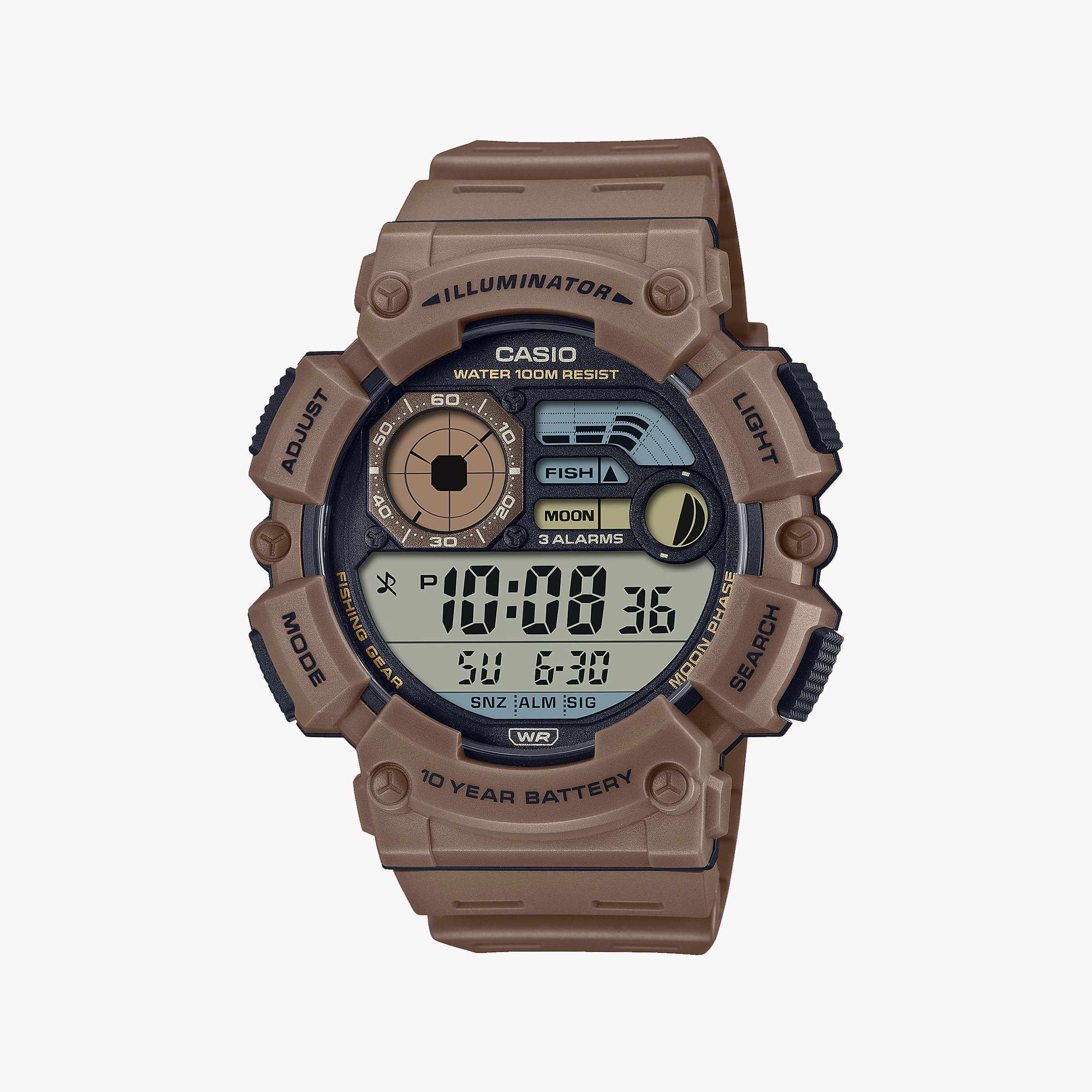 Men's Digital Watches with Minimalist Style-Casio Men's Brown Resin Watch, Sporty & Durable | WS-1500H-5AVDF