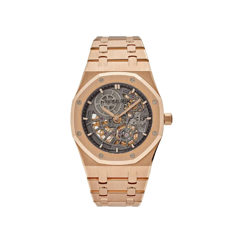 Men's Audemars Piguet Extra Large Style Watches-Audemars Piguet Royal Oak 16204OR.OO.1240OR.03 Openworked 'Jumbo' Extra-Thin Rose Gold