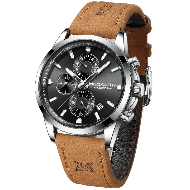 Men's Chronograph Watches with Radio Frequency-Chronograph Watch | Leather Band | 8272M