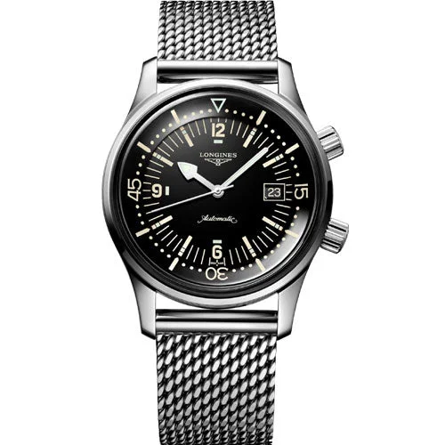 Women's Pilot Watches with UV Sensor-Longines Legend Master Diver Black dial Men 42mm
