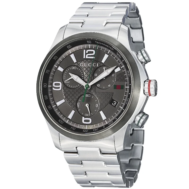 Men's Chronograph Watches for Birthday Gifts-Gucci Men's YA126238 G-Timeless Large Chronograph Stainless Steel Watch