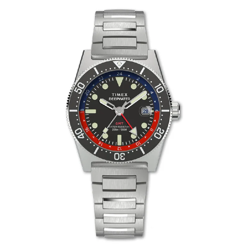 Men's Military Watches for Battlefield Tours-Deepwater Reef 200 Gmt  40mm Stainless Steel Band