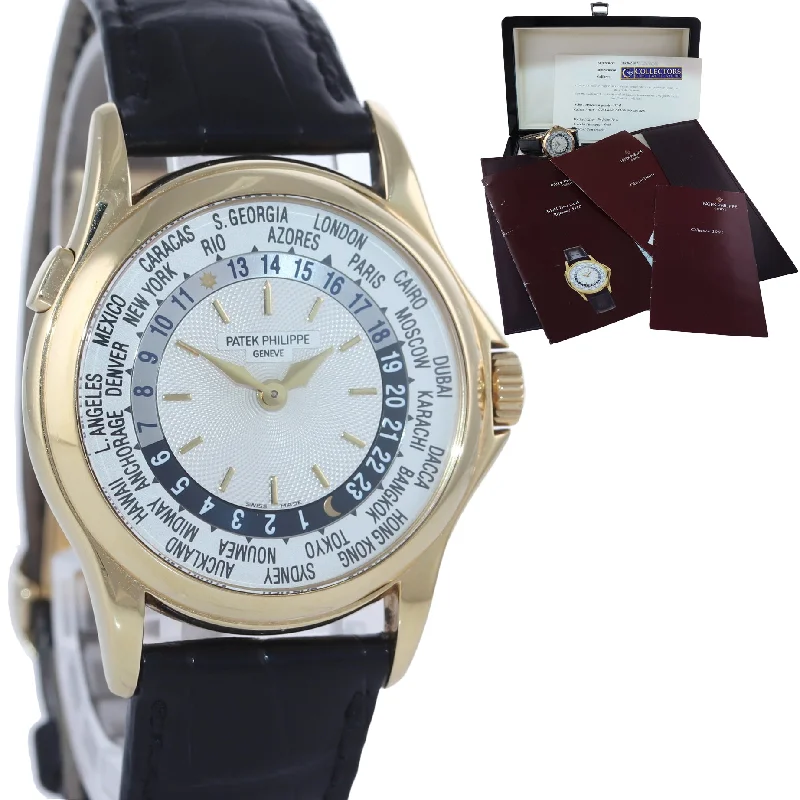 Patek Philippe Romantic Dinner Watches for Women-PAPERS Patek Philippe 5110J World Time 37mm Calatrava Yellow Gold Leather Watch