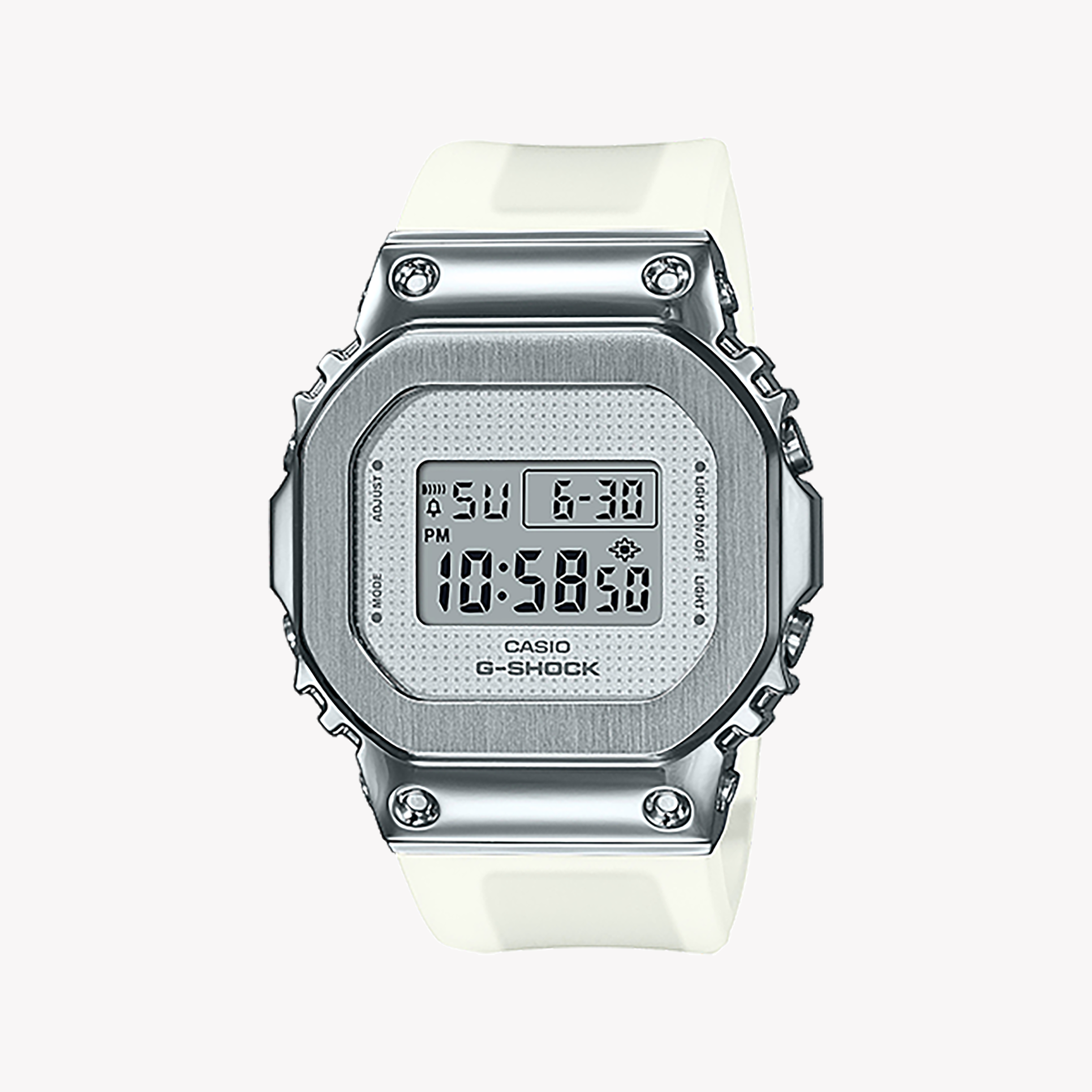 Men's Digital Watches for Radio Communication-G-SHOCK Unisex Silver & White Sport Watch, Stainless Steel | GM-S5600SK-7DR