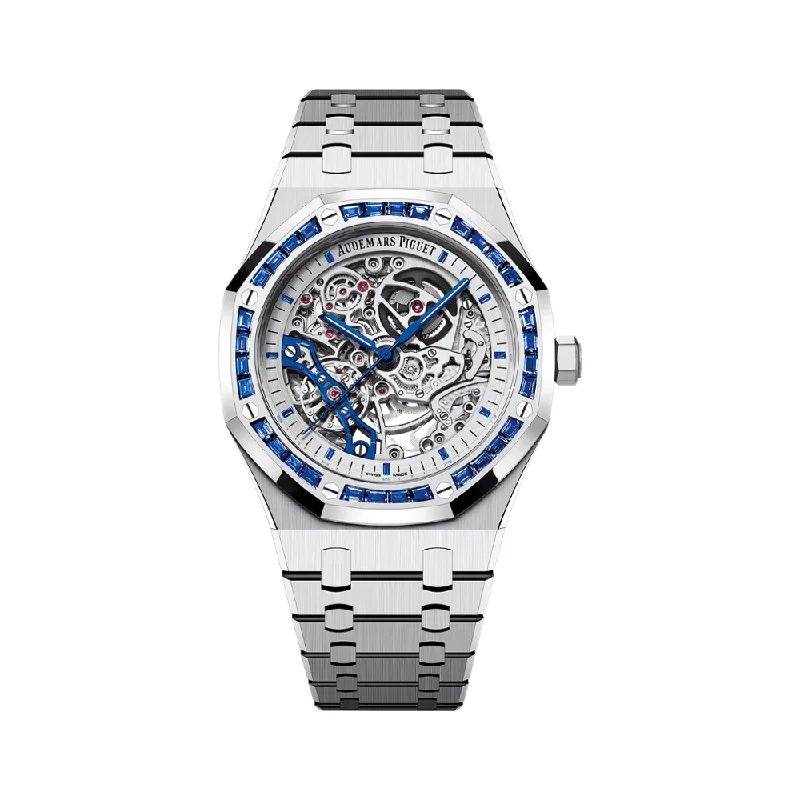 Men's Audemars Piguet Special Edition Style Watches-Audemars Piguet Royal Oak Double Balance Wheel 15412BC.SS.1220BC.02 Openworked White Gold Sapphire Bezel Japan Edition
