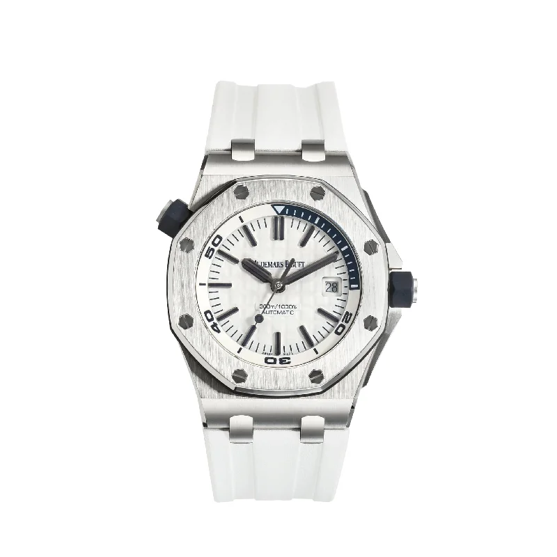 Men's Audemars Piguet Unique Shape Style Watches-Audemars Piguet Royal Oak Offshore 15710ST.OO.A010CA.01 Diver Stainless Steel White Dial