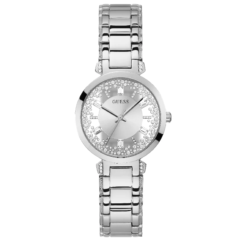 Men's Asian Made Dress Watches for Affordable Options-Guess GW0470L1 Ladies Crystal Clear Silver Watch