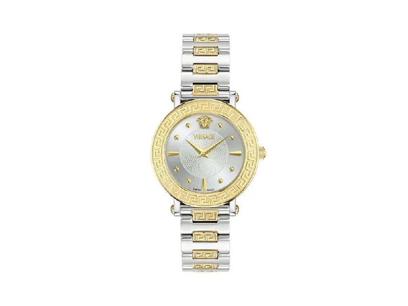Men's Quartz Watches for Retro Charm-Versace Greca Sphere Quartz Watch, Silver, 35 mm, Sapphire Crystal, VE9C00524