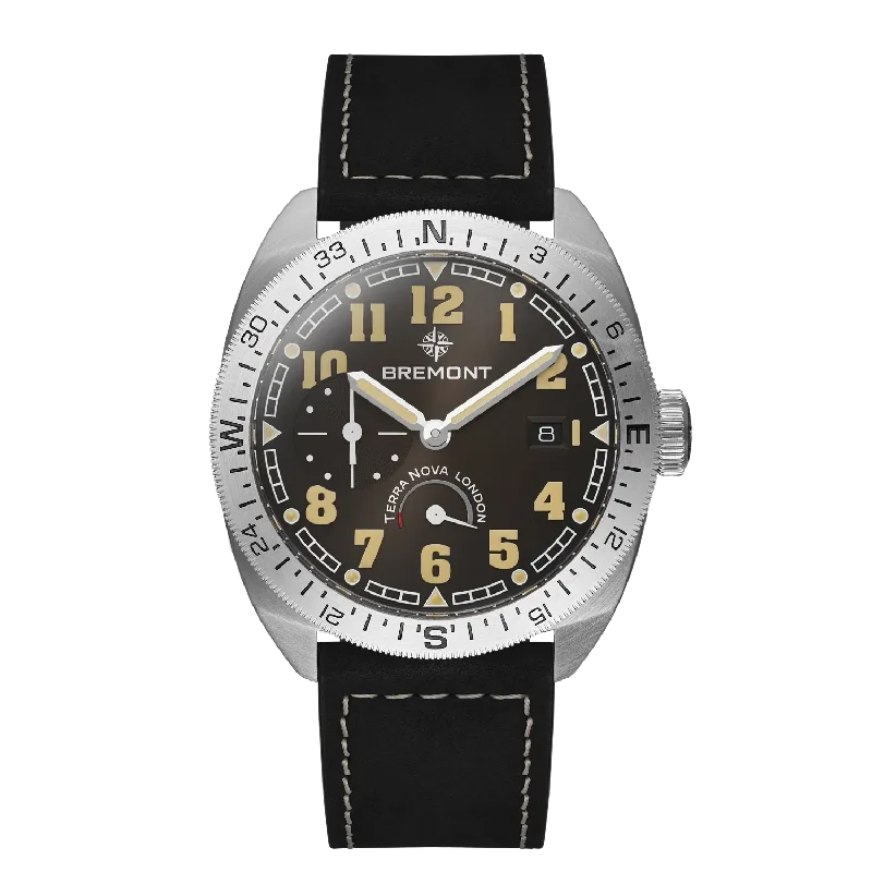 Men's Military Watches with Compass-Terra Nova 40.5 Turning Bezel Power Reserve