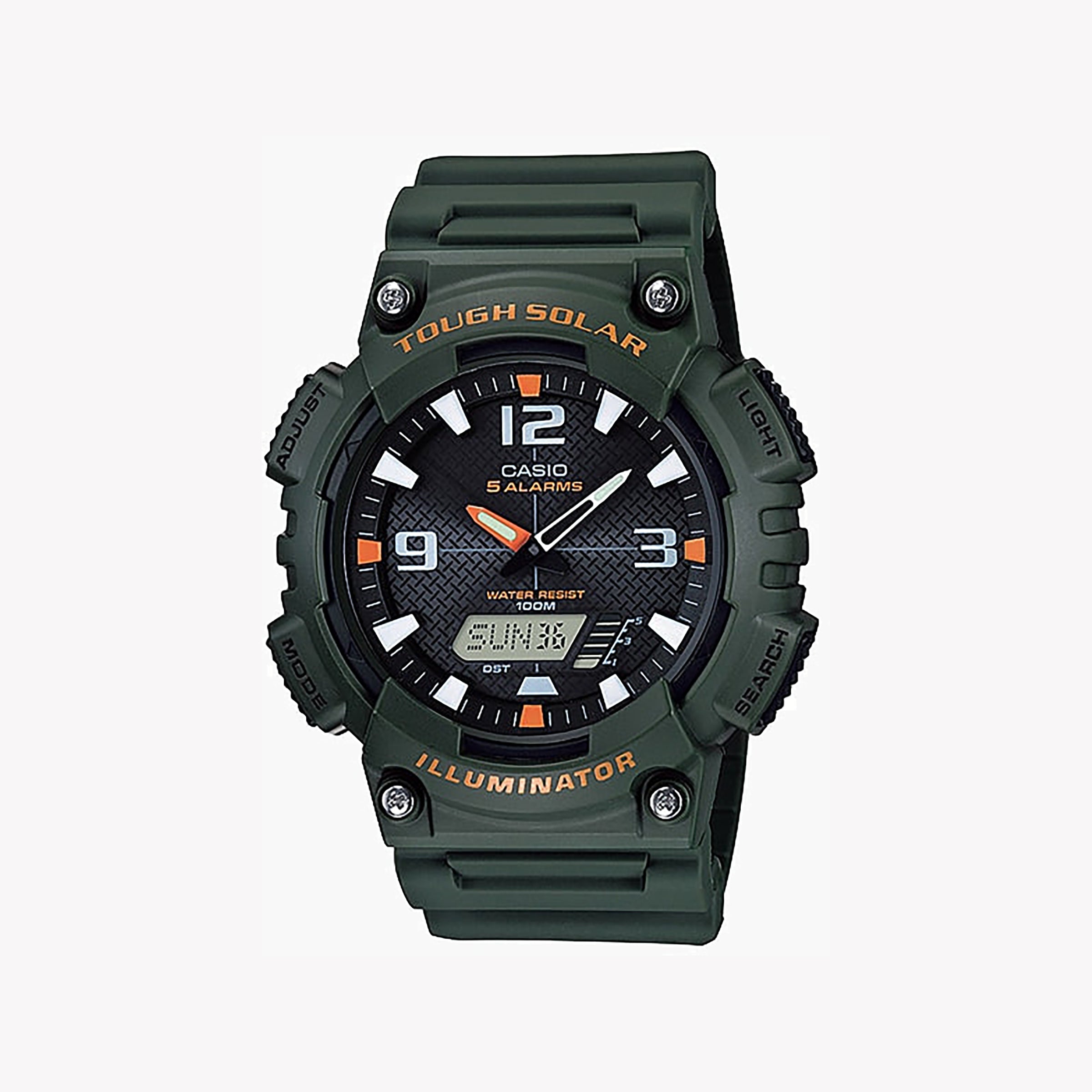 Men's Digital Watches for Orienteering-CASIO AQ-S810W-3AVDF - ADVENTURE READY GREEN SOLAR MEN'S WATCH - SPORTY ELEGANCE UNLEASHED