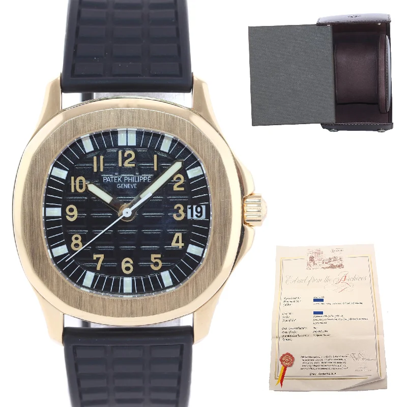 Patek Philippe High-End Watches for Women-PAPERS Patek Philippe 5066J Aquanaut Black Rubber 5066 Yellow Gold 36mm Watch