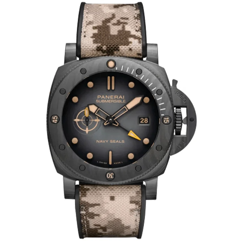 Women's Water Resistant Military Watches-Submersible QuarantaQuattro GMT Navy SEALs Carbotech™ PAM01513 Boutique Exclusive