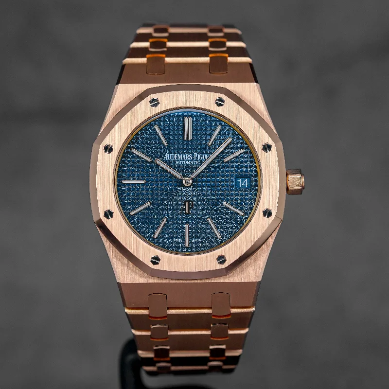 Men's Audemars Piguet Engagement Style Watches-ROYAL OAK 39MM 15202 ROSEGOLD BLUE DIAL (2014)