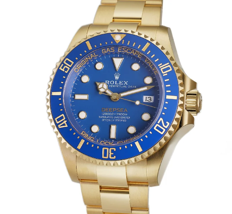 men's Rolex watches with sector dial -​44mm 18k Yellow Gold Blue Dial