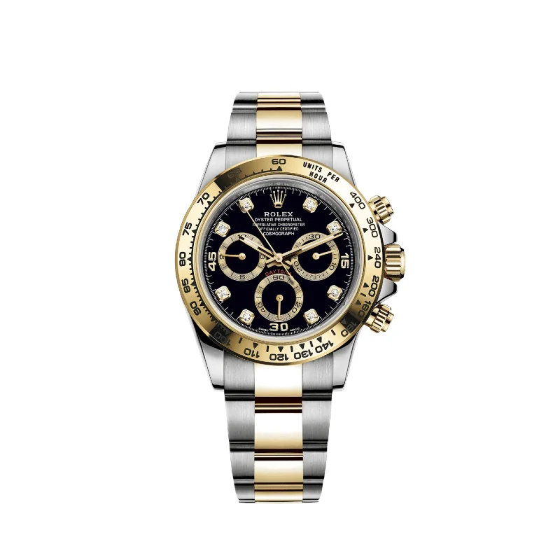 men's Rolex watches with black dials -​Rolex Daytona 116503 Yellow Gold Stainless Steel Black Diamond Dial (2022)