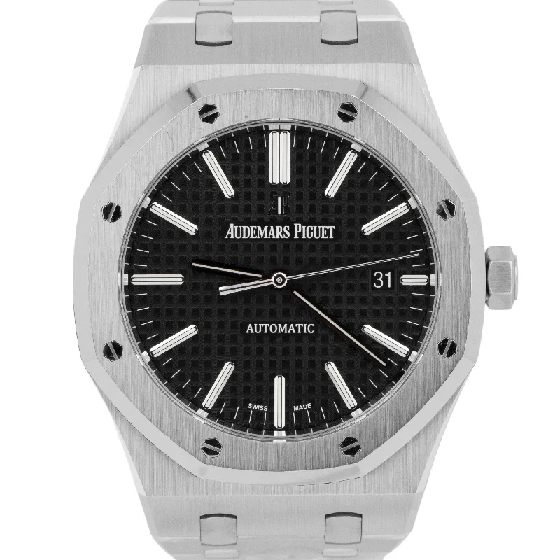 Audemars Piguet Oval Case Style Watches for Women-UNPOLISHED Audemars Piguet Royal Oak Black 41mm 15400ST.OO.1220ST.01 Steel Watch