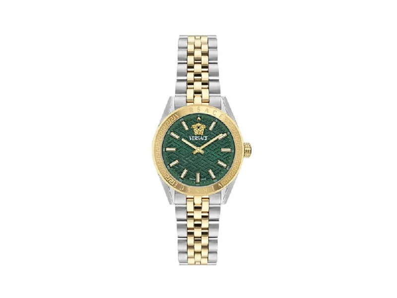 Men's Quartz Watches for High-End Collectors-Versace V-Code Lady Quartz Watch, PVD Gold, Green, 36 mm, VE8I00424