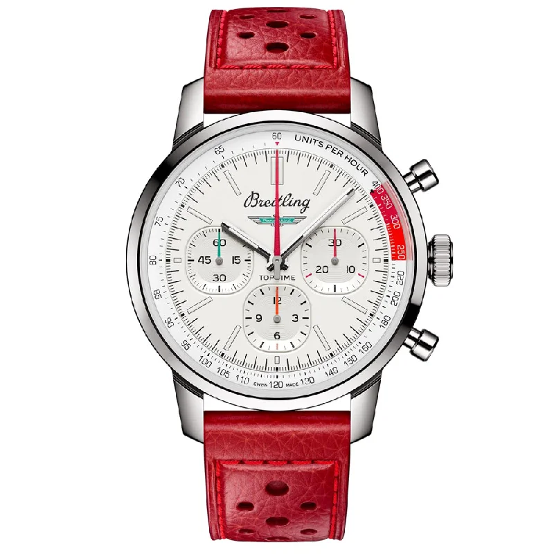 Women's Chronograph Watches with Altimeter Calibration-Breitling Top Time B01 Ford Thunderbird 41mm White Dial Automatic Chronograph Gents Watch AB01766A1A1X1