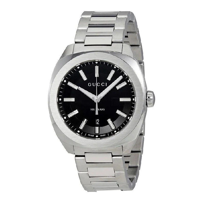 Men's Chronograph Watches for Law Enforcement-Gucci Men's YA142301 GG2570 Large Stainless Steel Watch