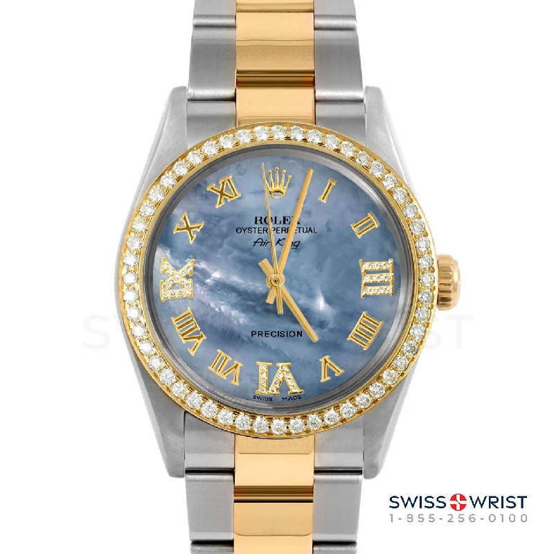 How to authenticate a pre-owned Rolex Submariner men's watch -Rolex Air King 34mm | 5500-TT-BLMOP-RDR369-BDS-OYS