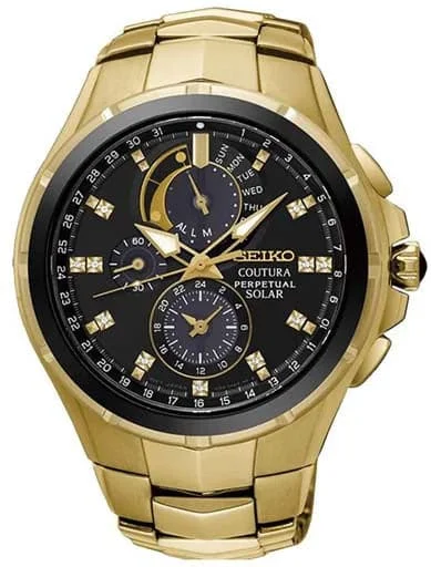 Men's Chronograph Watches with Vintage Inspiration-Seiko Coutura Solar Black Dial Ssc572P1 Men'S Watch