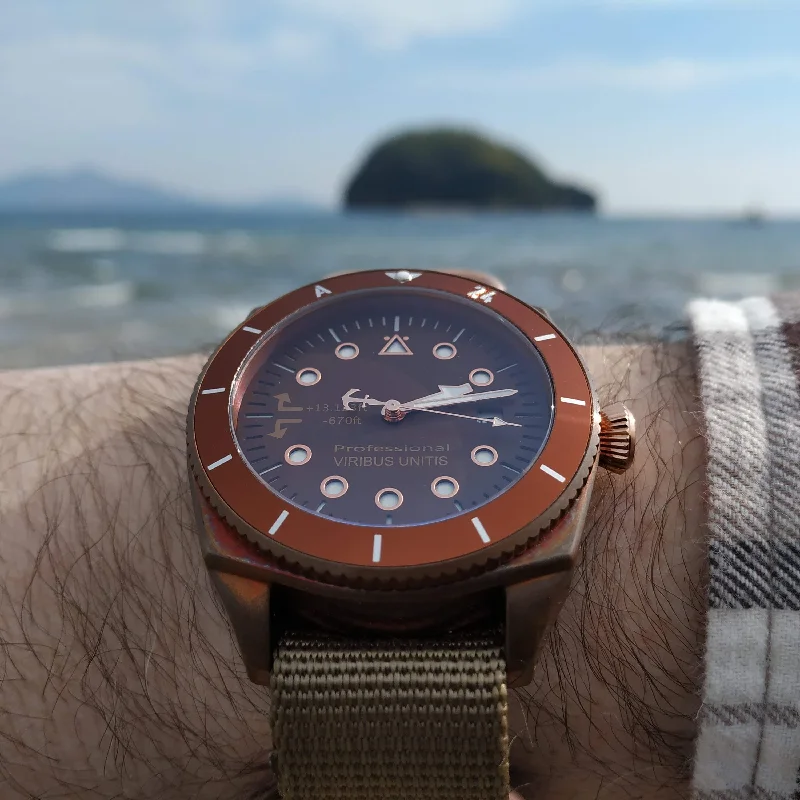 Women's Military Watches for Navigation Instruments-Viribus Unitis A24 Limited Edition (Pre-Aged Bronze)